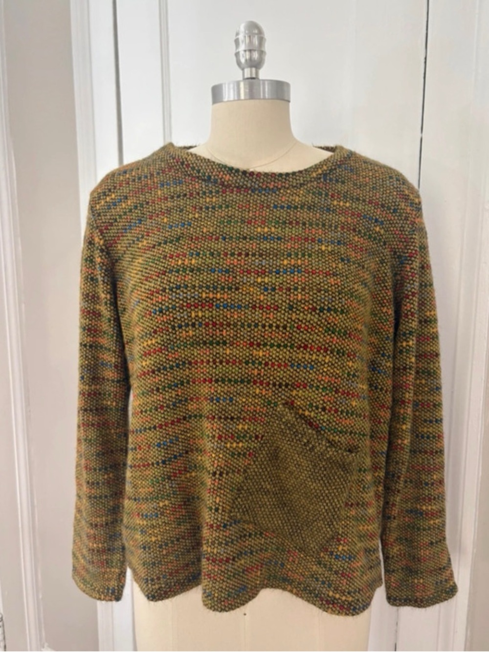 Olive Multicolor Speckled Knit Turtleneck Sweater